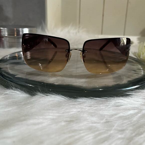NEW Fantas-Eyes Y2K Rimless Square Oversized Tortoise Gradient Sunglasses NWOT - Picture 7 of 16